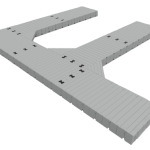 Marinabrygge Rotodock 9x1,5 meter m/2 vinger 6x1,5 meter, flytekapasitet 9.450kg