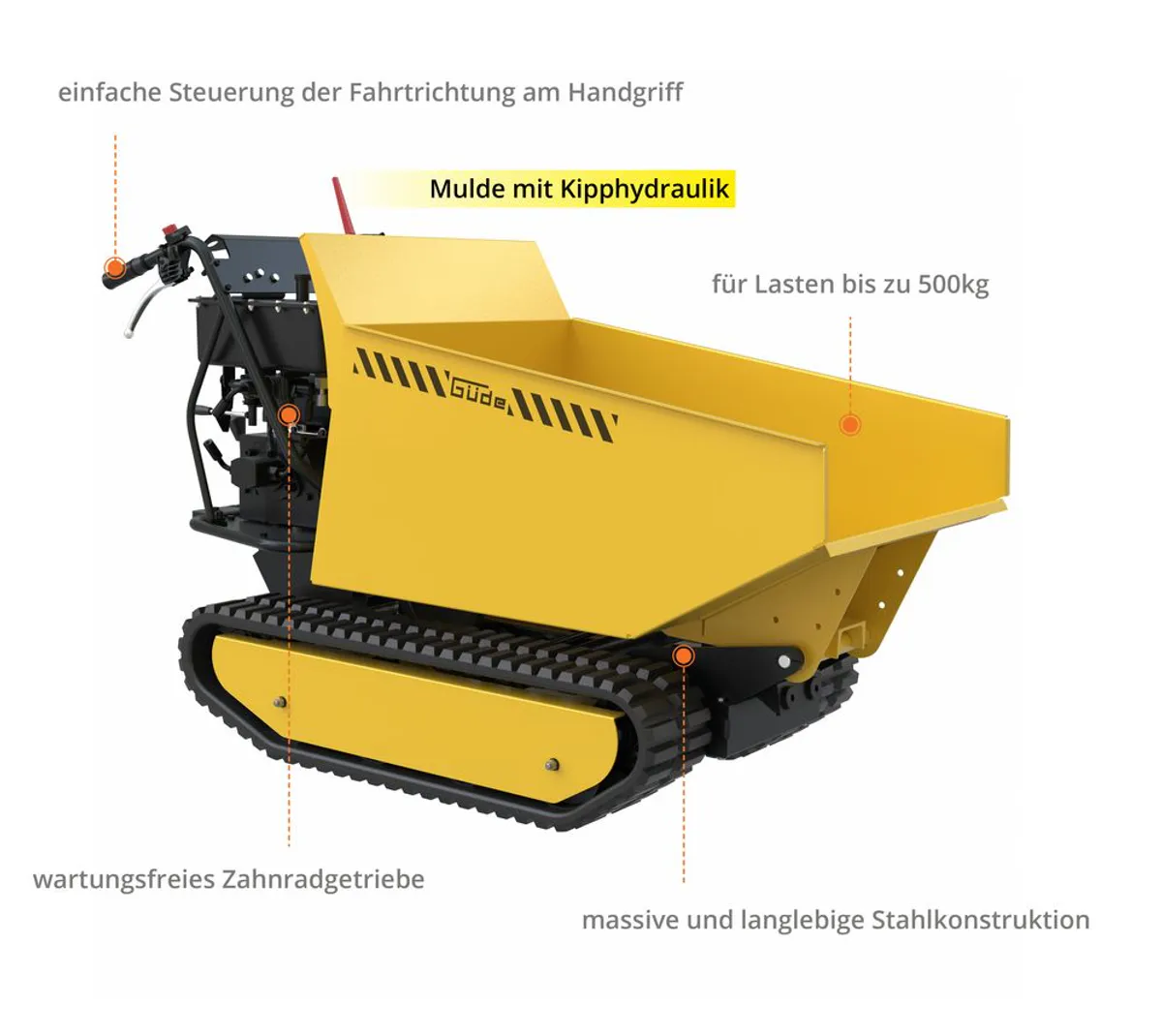 Güde 500 kg Hydraulisk Beltedumper